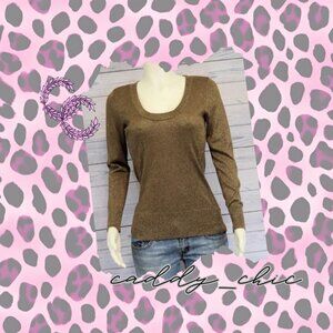 Gorgeous Brown Sweater with Metallic Gold Thread ✨